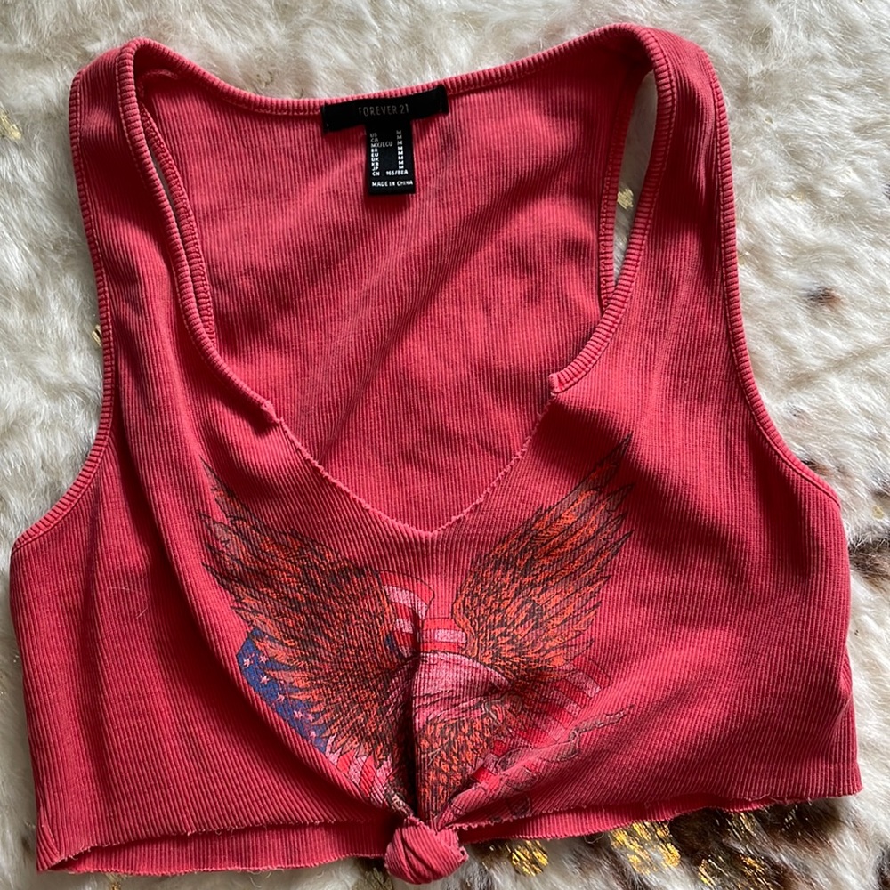 Cropped red eagle flag tank festival medium m